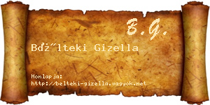 Bélteki Gizella névjegykártya
